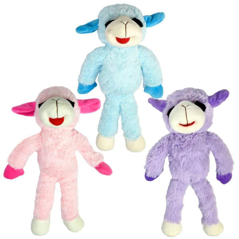 Multipet dog toys Floppy Lamb Chop Plush Squeak Dog Toy - 14" - Blue
