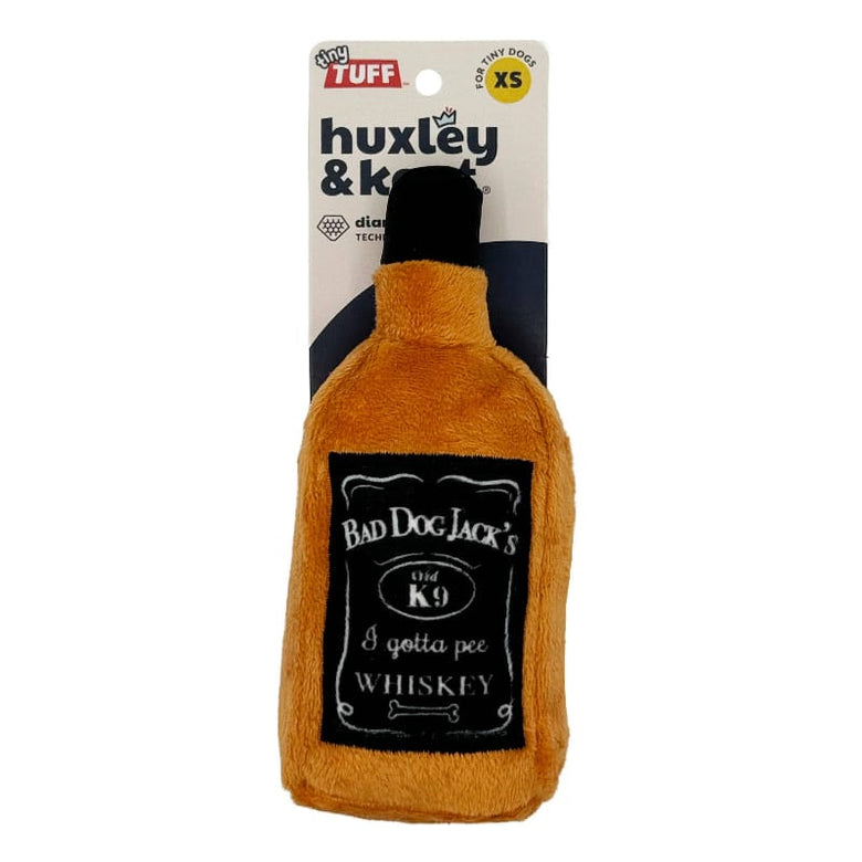 Huxley & Kent Dog Toys Tiny Tuff Bad Dog Jack's Whiskey Plush Squeaky Dog Toy