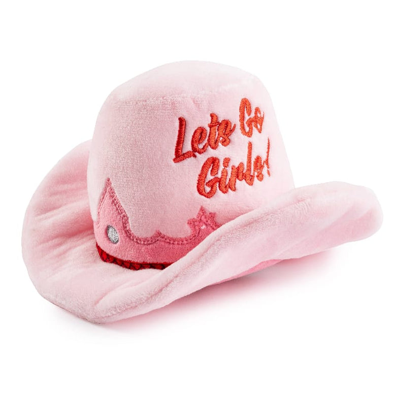 Haute Diggity Dog dog toys Pink Cowgirl Hat Plush Squeaky Dog Toy