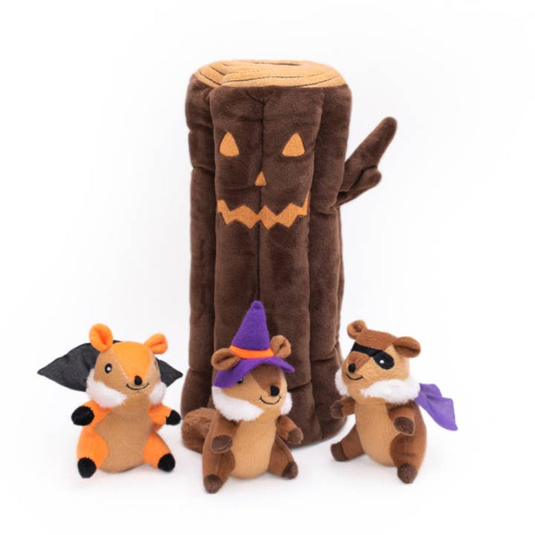 Halloween Burrow Haunted Log Interactive Dog Toy Set - 4 Pc