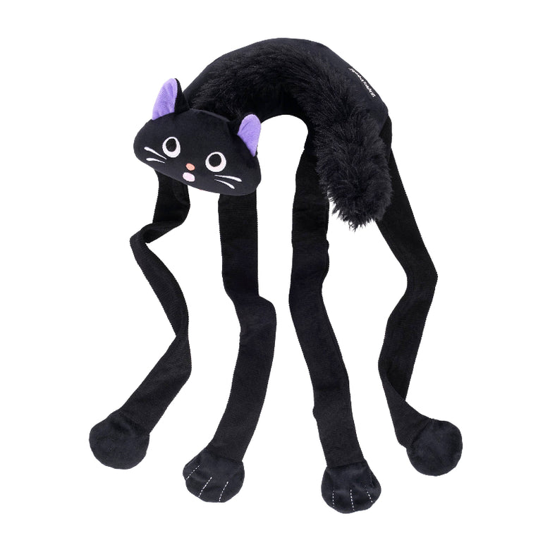 EcoZippy Halloween Crinkle Scaredy Black Cat Plush Squeaky Dog Toy