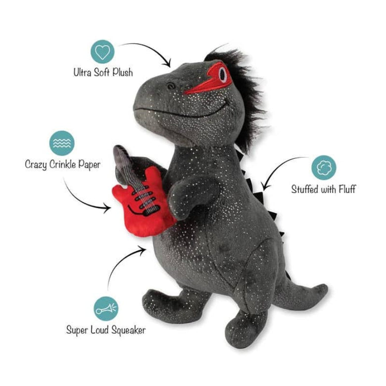 PetShop by Fringe Studio dog toys Rocker Masked Rex Red Guitar Plush Squeak Dog Toy