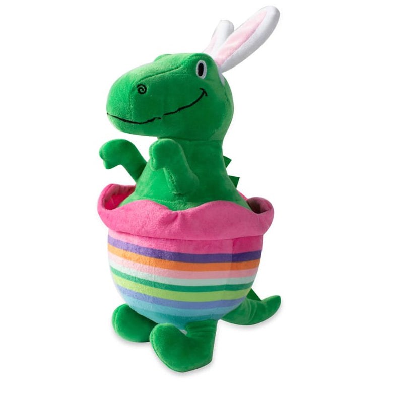 Petshop by Fringe Studio dog toys Easter Just Hatched Egg Bunny Ears Rex Spring Plush Squeak Dog Toy