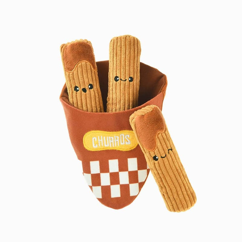 Hugsmart Products Inc dog toys Food Party Churros Interactive Plush Dog Toy Set - 4 Pc