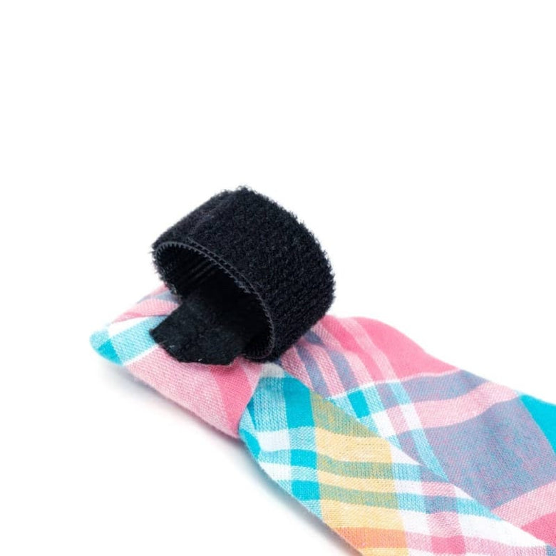 The Worthy Dog Bow Tie Madras Colorful Pastel Plaid Neck-Tie Pet Collar Attachment - 2 Sizes