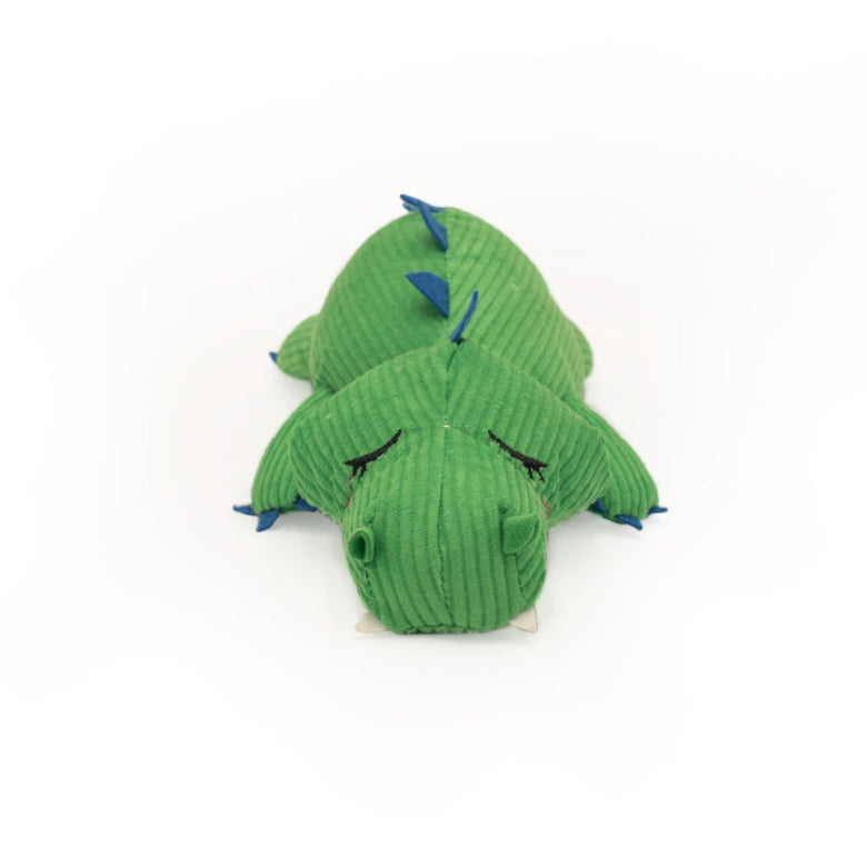Snooziez w/Shhhqueaker Green Corduroy Alligator Dog Toy