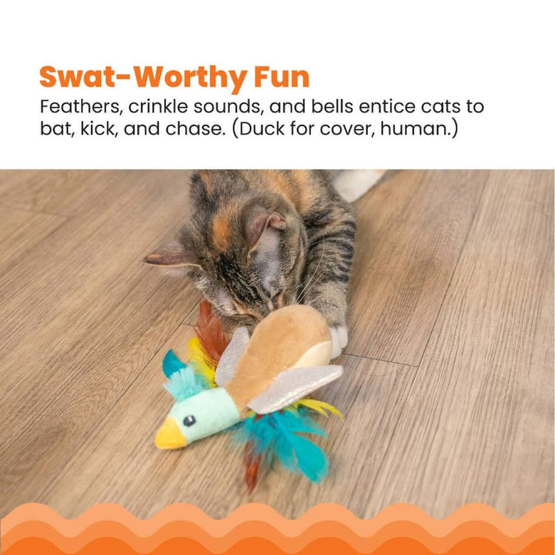 Catstages Cat Toys Flapperz Brown Duck Colorful Feathers Cat Toy