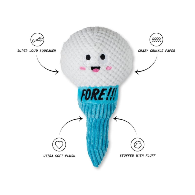 Petshop by Fringe Studio Dog Toys Today Is Tee-rific Golf Tee Plush Squeaky Dog Toy