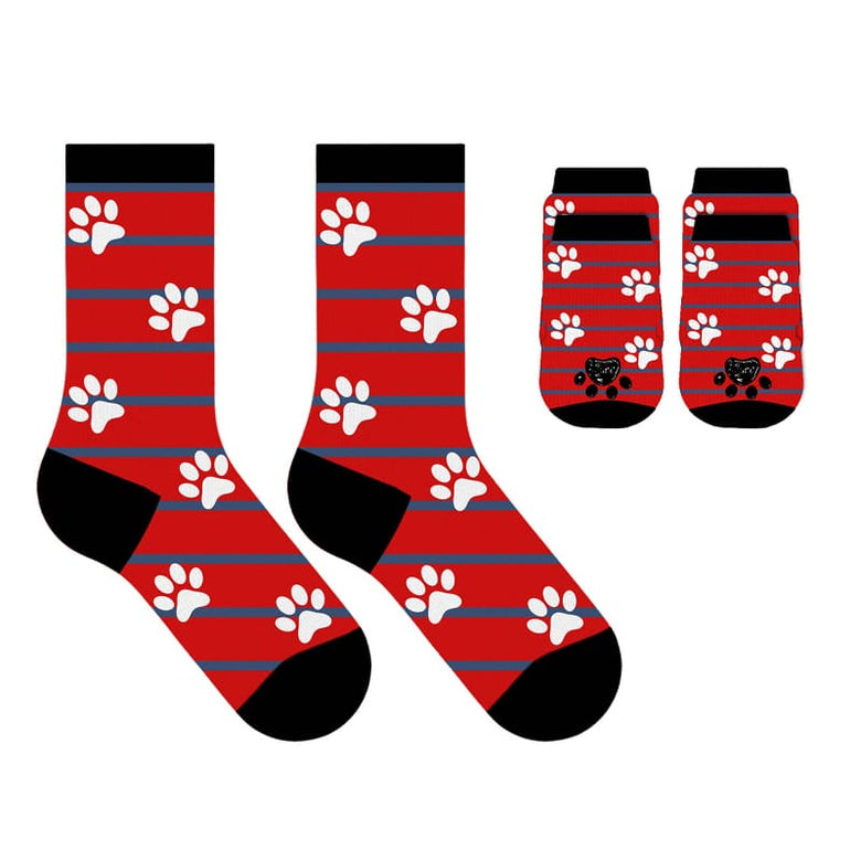 Extreme Fit Wholesale Pet Socks Pawmerica Matching Pet & Owner Fun Socks (Soft Blue/Red/White) - One Size Fits Most