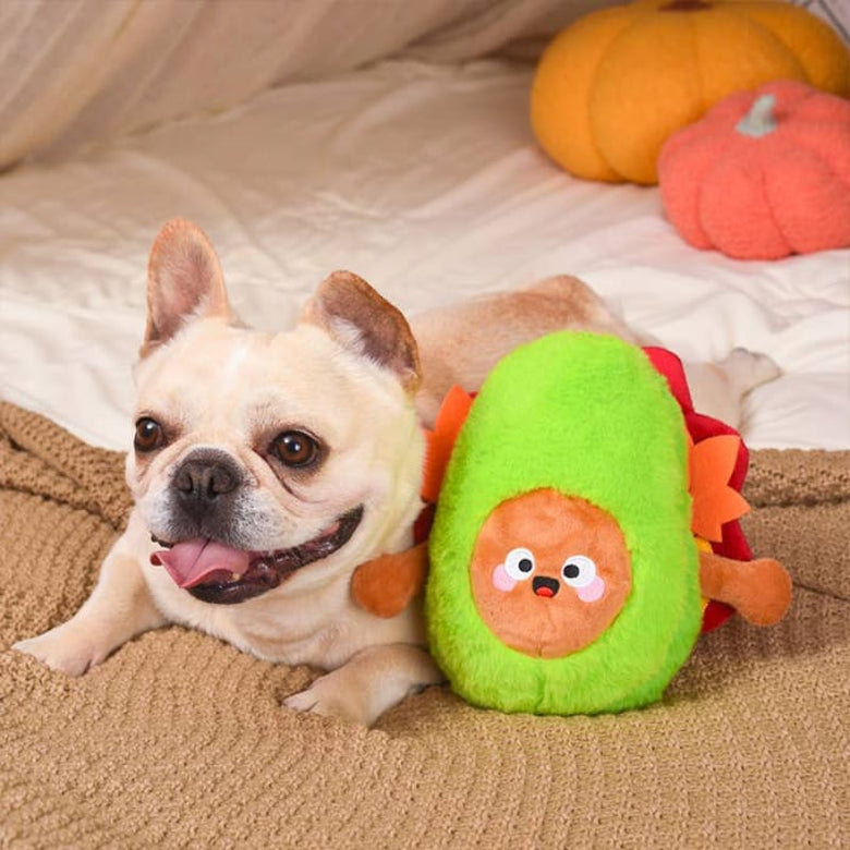 Hugsmart Products Inc dog toys Autumn Tailz Turkey Avocado Plush Dog Toy