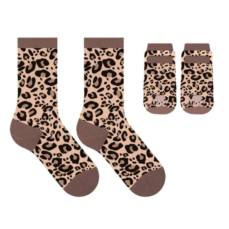 Extreme Fit Wholesale Pet Socks Brown Leopard Matching Pet & Owner Fun Socks - One Size Fits Most