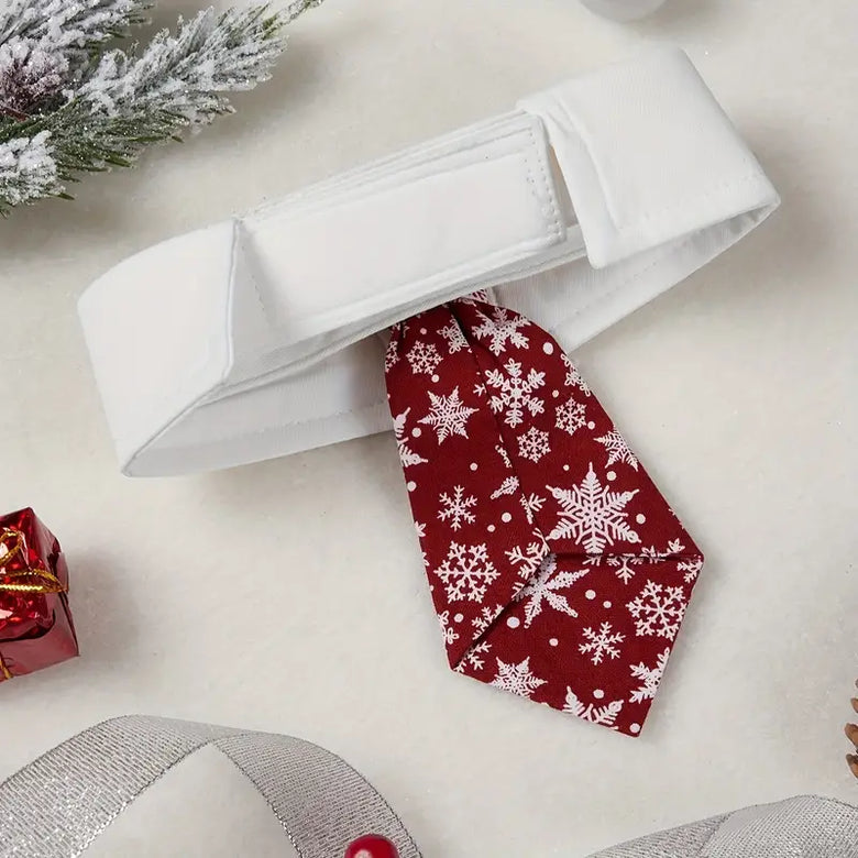 TMU - REPLAB SARL COLLARS Red Festive Winter Snowflake Dog Tie Collar