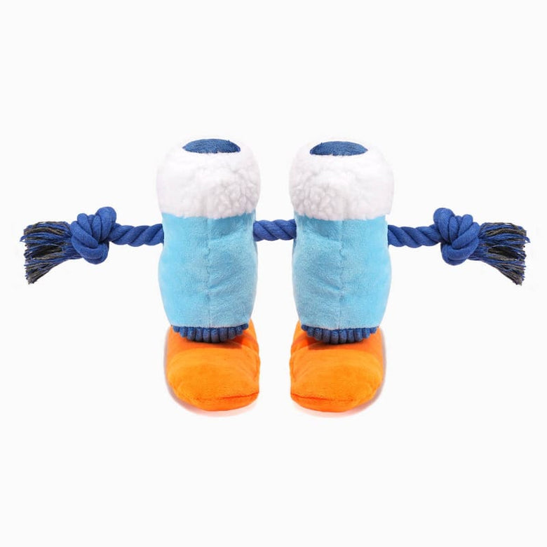 Hugsmart Products Inc Dog Toys Snow Paws Skiing Boots Plush Squeaky Dog Rope Toy