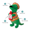 Petshop by Fringe Studio dog toys Fiesta Saurus Mustache Rex Plush Squeak Dog Toy