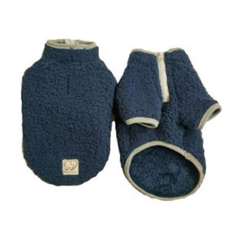 Ivory Ella Half-Zip Sherpa Fleece Warm Pet Pullover/ Sweater - Navy