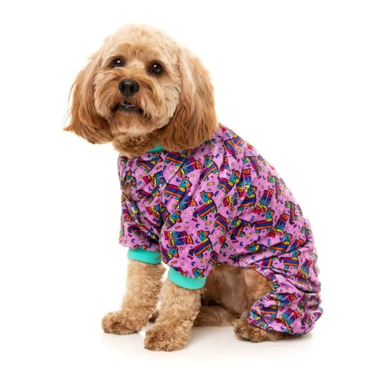 FuzzYard Dog Apparel Siesta Fiesta Plush Purple Dog Pajamas