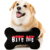 Halloween Bite Me Bone Black Plush Squeaky Dog Toy