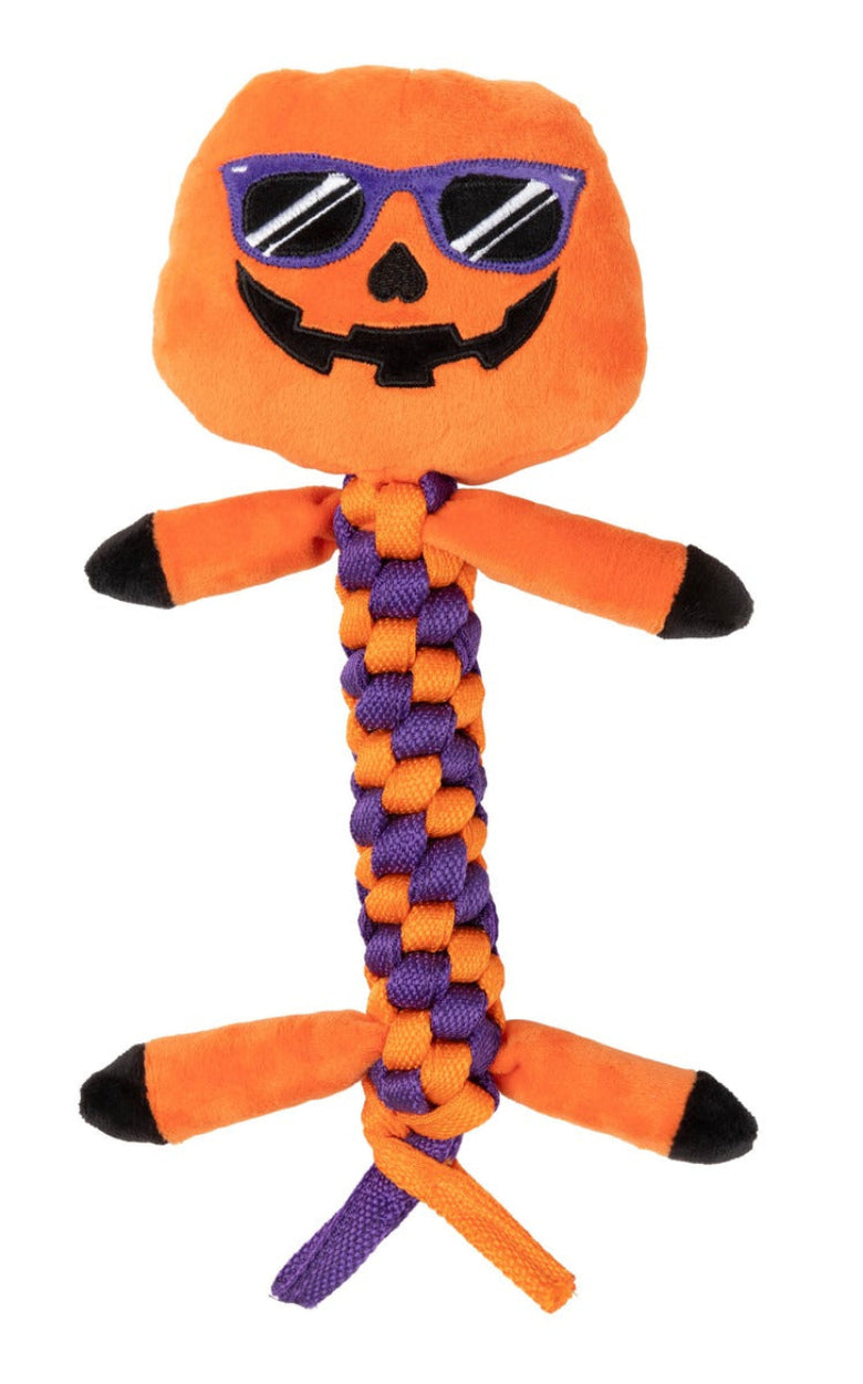 Gourdan Ramsay Fall Season Pumpkin Rope Plush Squeaky Halloween Dog Toy