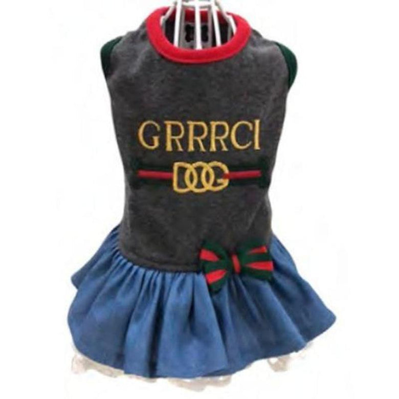 luna blue Dresses Grey / SM GRRRCI Denim Dog Dress - 2 Colors