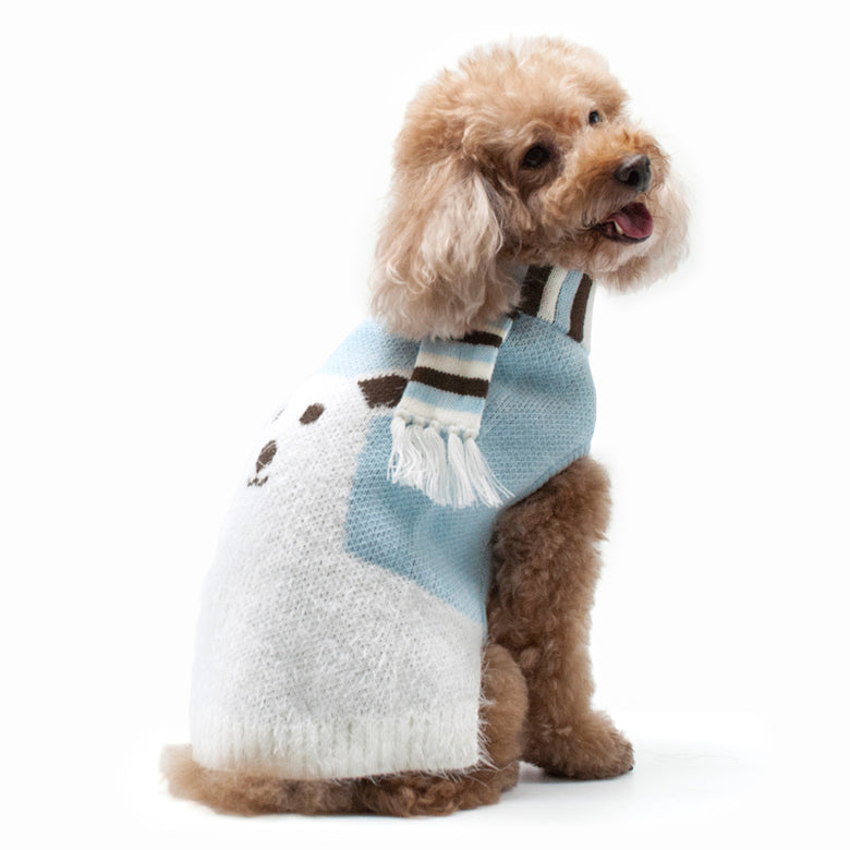 Winter Polar Bear Stripe Scarf Light Blue Warm Dog Sweater - 2XL only