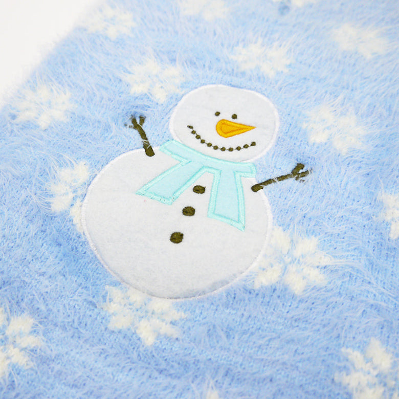 Snowman & Snowflakes Winter Holiday Warm Blue Dog Sweater