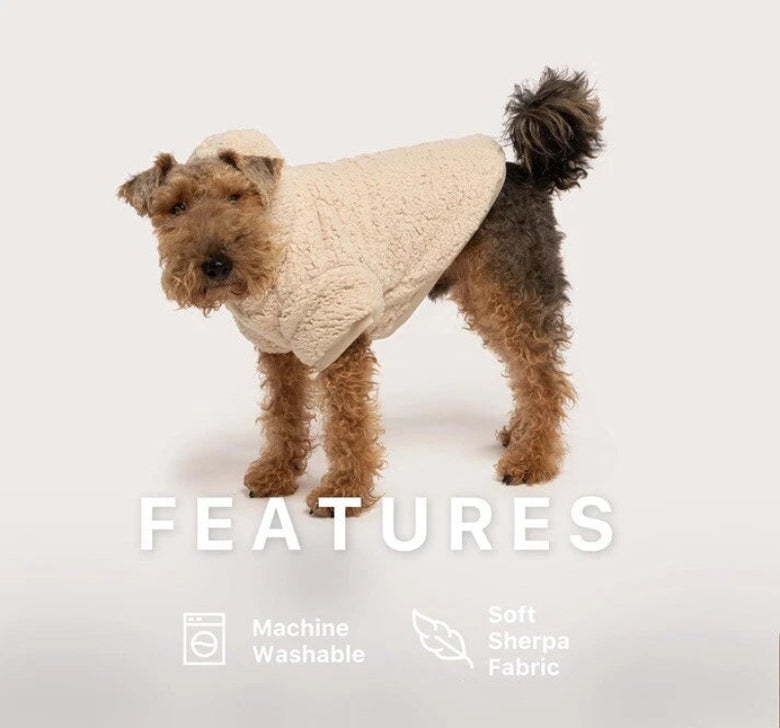 Cream Sherpa Fleece Winter Warm Pet Hoodie / Sweater