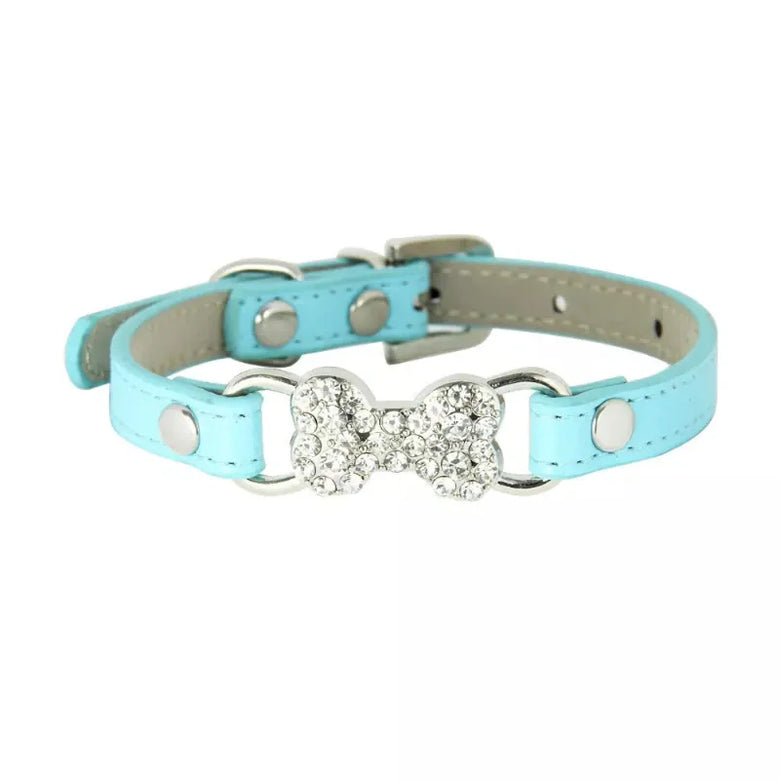 Mirage Pet Products Collars LtBl / XS Bling Bone Dog Collar