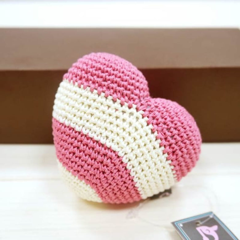 DogoPet.com Crochet Toys Stripy Heart Crochet Toy