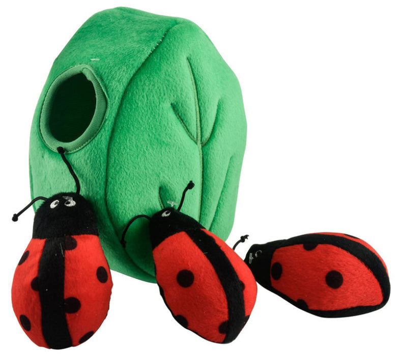 Burrow Ladybug in Leaf Interactive Plush Squeaky Dog Toy Set - 4 Pc
