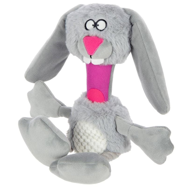 GoDog dog toys Multi Tugs Grey Rabbit Easter Spring Plush Squeak Rope Dog Toy