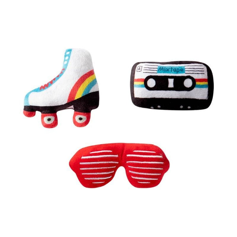 Pet Shop by Fringe Studio dog toys Studio 80's Icons 3pcs Small Plush Squeak Dog Toy Set