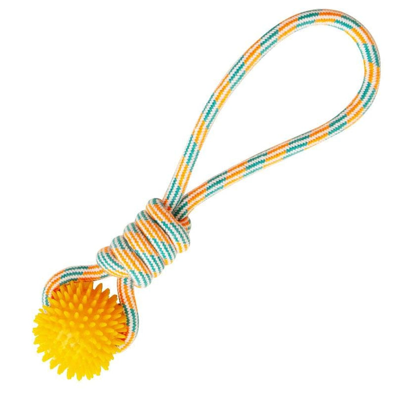 SnugArooz dog toys Ylw Spike-O-Mite Ball Rope Dog Toys - 16in