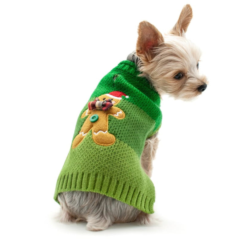 Dogo Pet Fashions Seasonal Gingerbread Man Green Holiday Dog Sweater