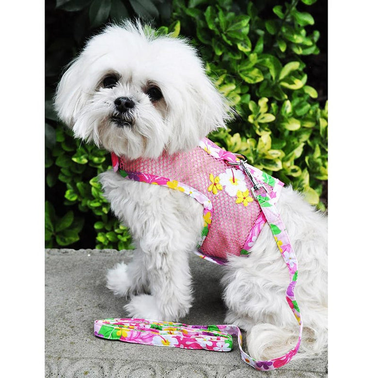 Doggie Design, Inc Harnesses XS Cool Mesh Dog Harness with Leash - Hawaiian Floral Pink