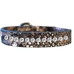Mirage Pet Products Collars 12" / Mgc One Row Clear Jeweled Dragon Skin Genuine Leather Dog Collar