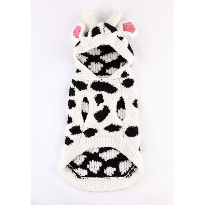 Barker's Bowtique Halloween Chenille Cow Hoodie Dog Sweater