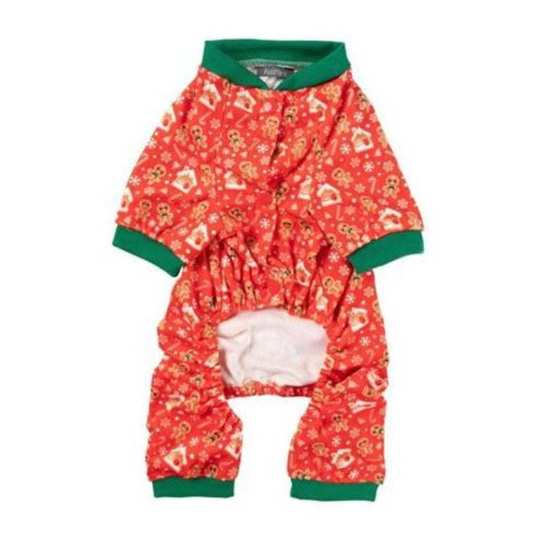 FuzzYard dog apparel Gingerbread Snowstorm Red Holiday Pet Pajamas