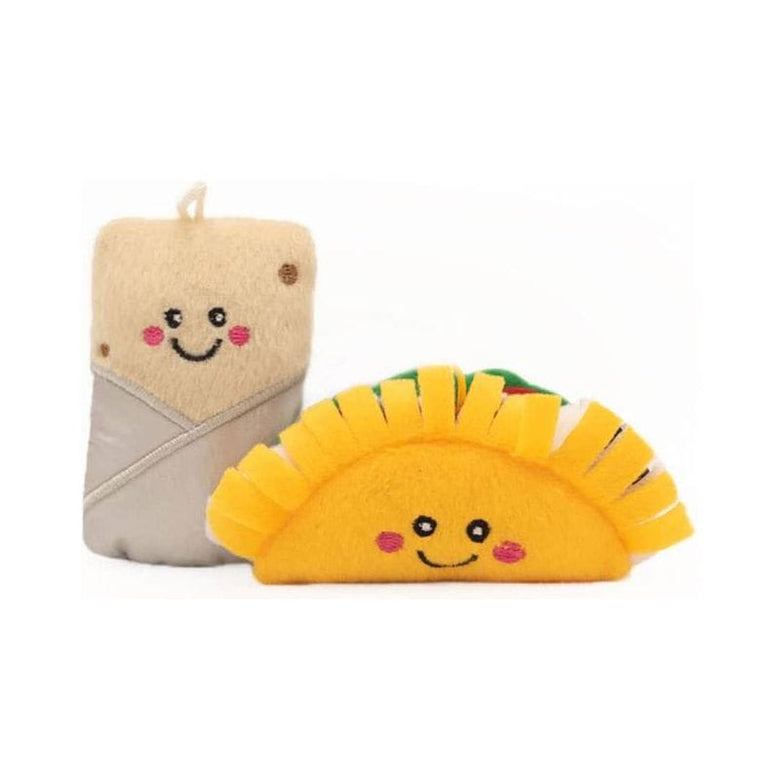ZippyClaws Cat Toys NomNomz Taco and Burrito Cat Toy Set - 2 Pc