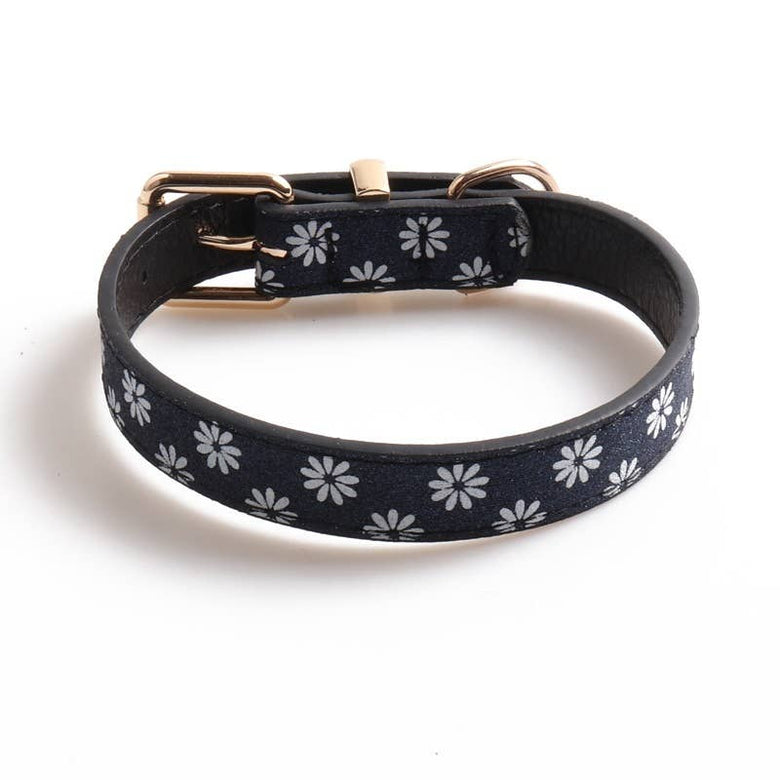 BARK by DOG COLLARS Navy Luna Daisy Dog Collar
