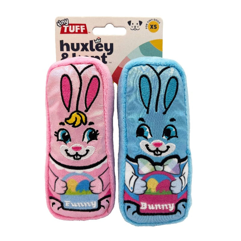 Huxley & Kent dog toys Tiny Tuff Easter Spring Funny Bunnies Plush Squeak Dog Toy Set - 2 Pc