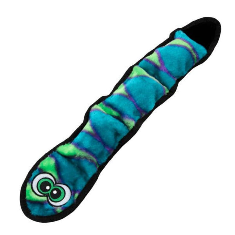 Outward Hound dog toys Invincibles Snake Durable Plush Blue Squeaky Dog Toy - Large