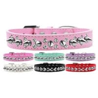 Mirage Pet Products Collars 12 / Blk Double Bling and Silver Spikes Dog Collar