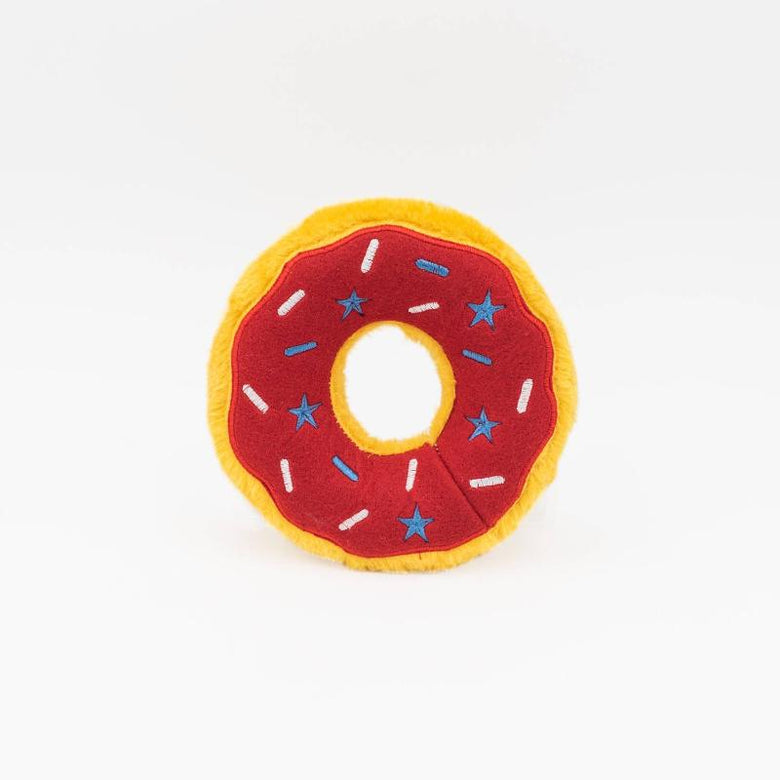 ZippyPaws Toys Americana Red White Blue Donutz Sprinkles Squeaky Dog Toy