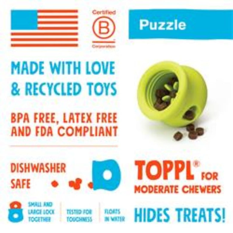 West Paw dog toys Toppl Puzzle & Treat Interactive Dog Toy in multiple colors