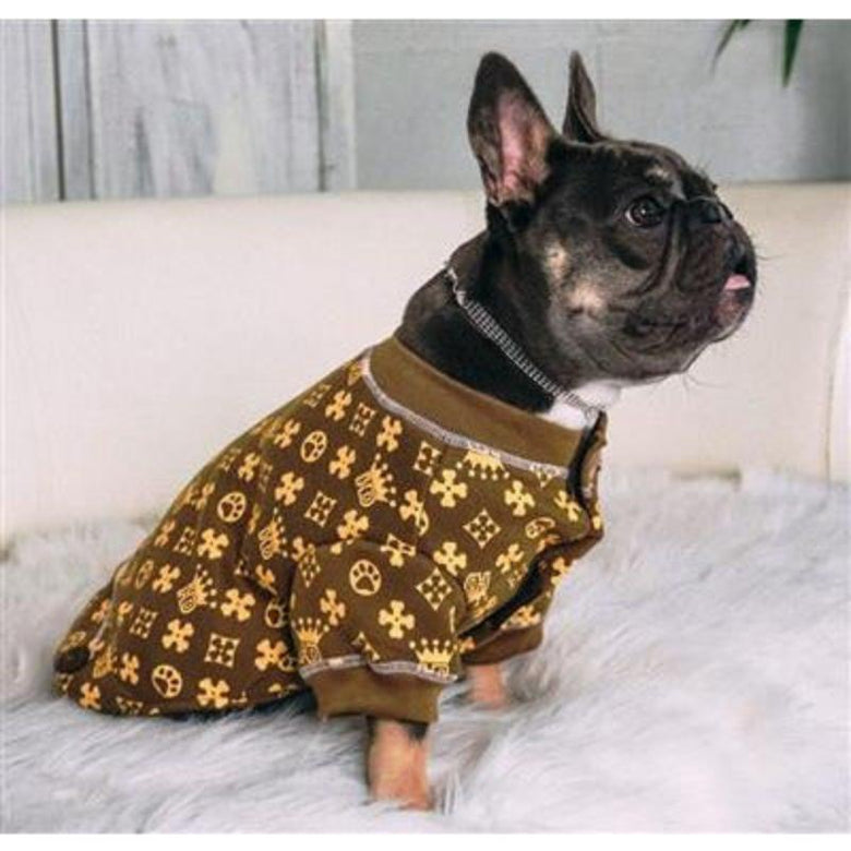 Barker's Bowtique Pajamas HD Crown Longjohns Pet Jumper in Brown