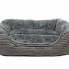 Precious Tails Beds GRY Super Plush Corduroy Sherpa Cuddler Pet Bed