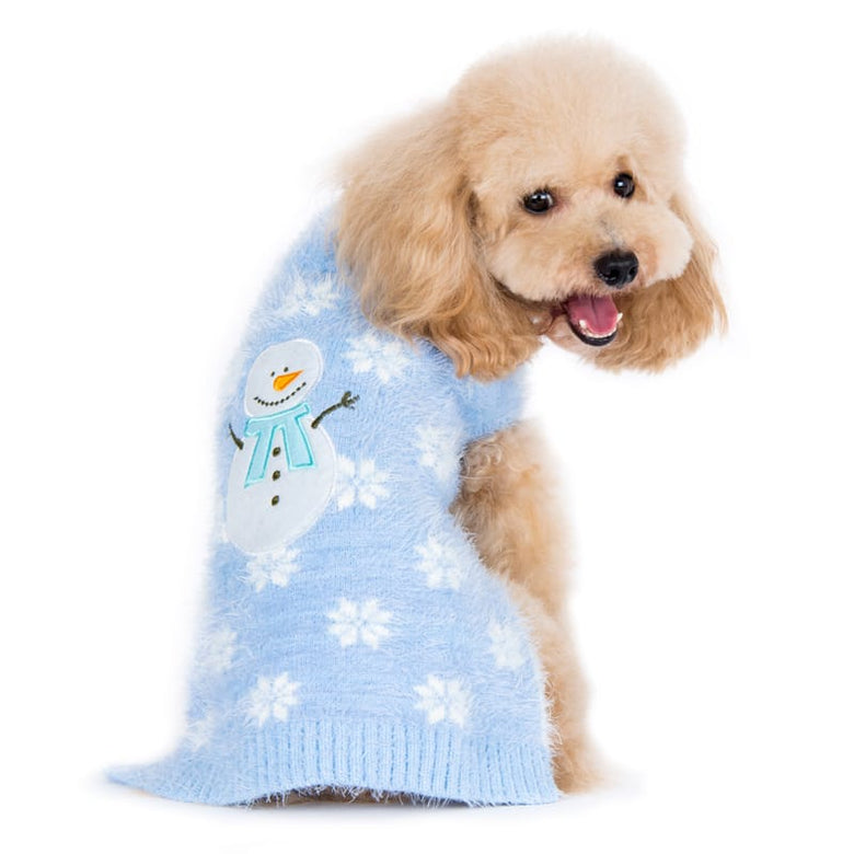 Dogo Pet Fashions Dog Apparel Blue Snowman Holiday Dog Sweater