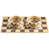 Haute Diggity Dog Bowls - Feeders Checker Brown Chewy Pet Bowl in 3 Sizes