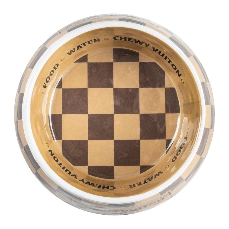 Haute Diggity Dog Bowls - Feeders Checker Brown Chewy Pet Bowl in 3 Sizes