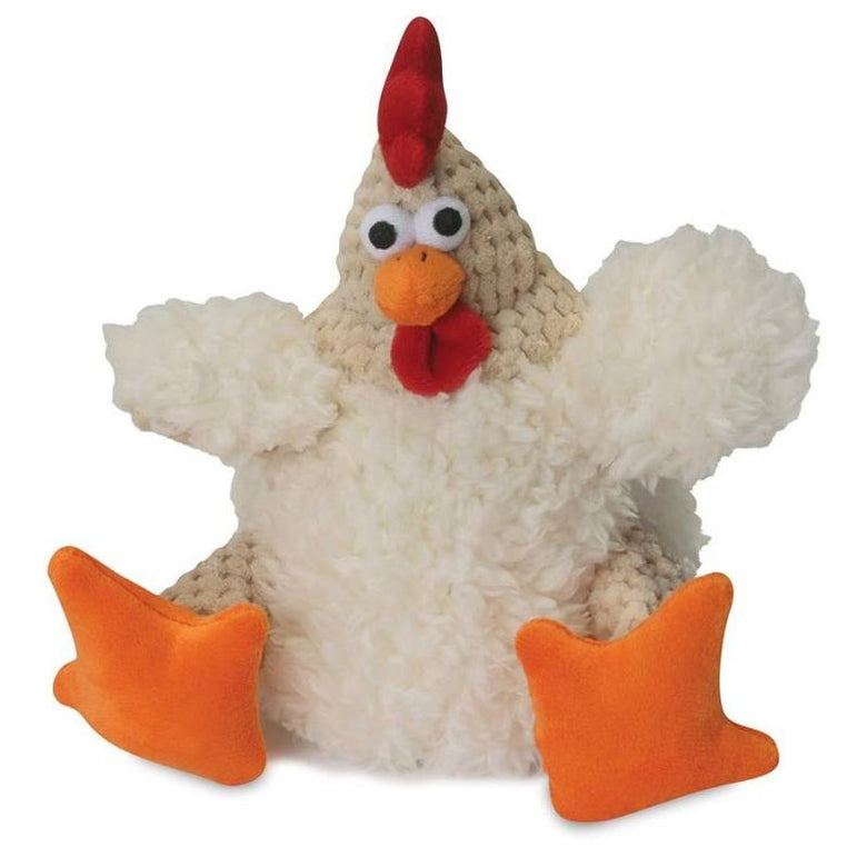 GoDog dog toys Checkers Fat Rooster White w/Chew Guard Plush Squeak Dog Toy - Sm